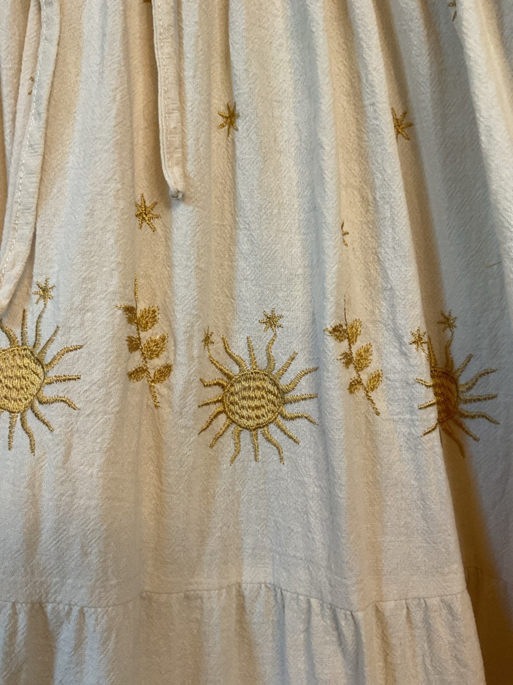 ROMWE Boho Cotton Gold Embroidered Sundress Size L - Picture 4 of 7